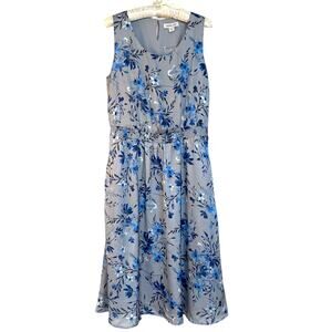 Coldwater Creek Size 8P Sleeveless Misty Gray Floral Fit & Flare Maxi Dress